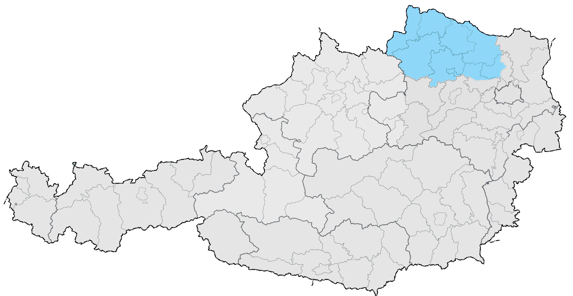 Gmünd, Hollabrunn, Horn, Korneuburg, Krems an der Donau(Stadt), Krems(Land), Tulln, Waidhofen an der Thaya, Zwettl