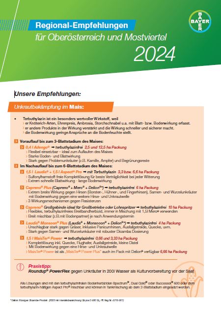 Vorschaubild: Bayer Regional-Empfehlungen für Oberösterreich/Mostivertel - 2024